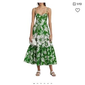 FARM Rio Tropical Green and White Midi Dress